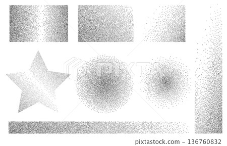 Noise grain gradient background, dot pattern spray effect set Noise grain gradient background, dot pattern spray effect set 136760832