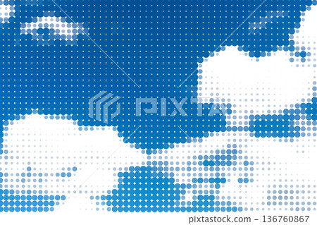 Blue sky halftone pattern. Half tone clouds 136760867
