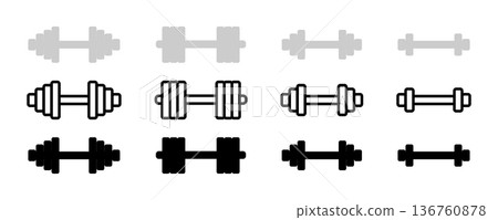 Dumbbells vector icon. Strength exercise symbol, dum bbell pictogram for sport Dumbbells vector icon. Strength exercise symbol, dum bbell pictogram for sport 136760878