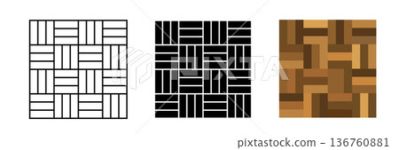 Wood parquet icon, floor tile background 136760881