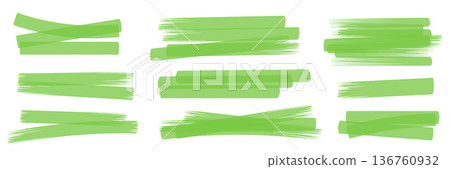 Highlighter stroke set. Marker lines, brush marks and underlines 136760932