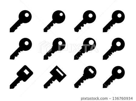 Key simple icon. Lock door pictogram, house or keyword vector symbol, password or success 136760934