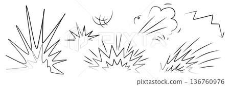 Cartoon line effects icon set. Manga speed elements, movement, burst, sketched motion 136760976