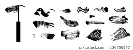 Mascara brush stroke isolated. Black eyelash makeup smudge Mascara brush stroke isolated. Black eyelash makeup smudge 136760977