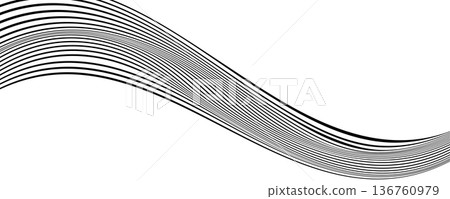 Black line wave pattern. Optical illusion stripe background, abstract geometric wavy texture 136760979