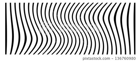 Black line wave pattern. Optical illusion stripe background, abstract geometric wavy texture 136760980