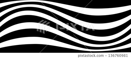 Black line wave pattern. Optical illusion stripe background, abstract geometric wavy texture Black line wave pattern. Optical illusion stripe background, abstract geometric wavy texture 136760981