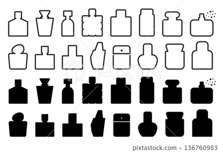 Perfume bottle vector mockup. Fragrance spray glass container icon Perfume bottle vector mockup. Fragrance spray glass container icon 136760983