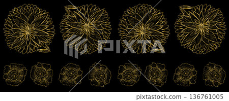 Line doodle flower seamless pattern 136761005