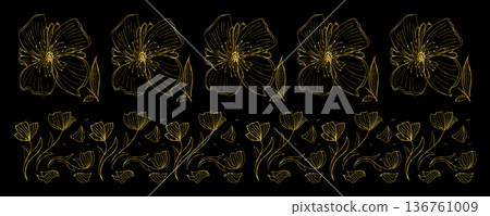 Line doodle flower seamless pattern Line doodle flower seamless pattern 136761009