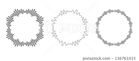 Sound wave circular line pattern. Round music vector, abstract radial icon Sound wave circular line pattern. Round music vector, abstract radial icon 136761015
