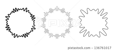 Sound wave circular line pattern. Round music vector, abstract radial icon Sound wave circular line pattern. Round music vector, abstract radial icon 136761017