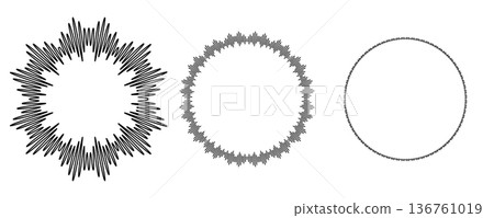 Sound wave circular line pattern. Round music vector, abstract radial icon Sound wave circular line pattern. Round music vector, abstract radial icon 136761019