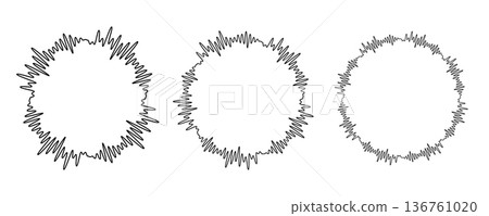 Sound wave circular line pattern. Round music vector, abstract radial icon Sound wave circular line pattern. Round music vector, abstract radial icon 136761020
