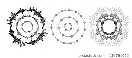 Sound wave circular line pattern. Round music vector, abstract radial icon Sound wave circular line pattern. Round music vector, abstract radial icon 136761023