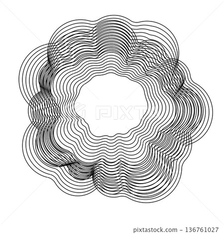 Sound wave circular line pattern. Round music vector, abstract radial icon 136761027