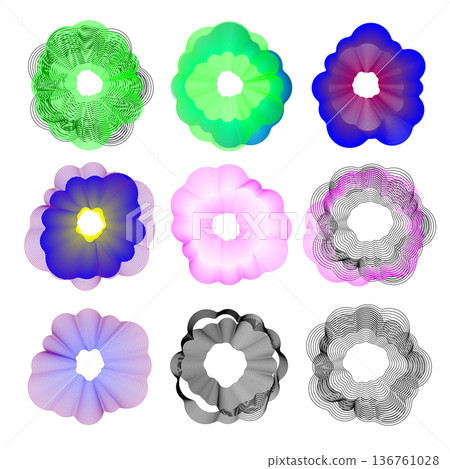 Sound wave circular line pattern. Round music vector, abstract radial icon Sound wave circular line pattern. Round music vector, abstract radial icon 136761028
