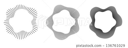 Sound wave circular line pattern. Round music vector, abstract radial icon 136761029