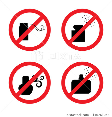 Stop smell perfume icon and anti odour symbol 136761038