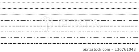 Straight dash line set. Pencil borders design 136761048