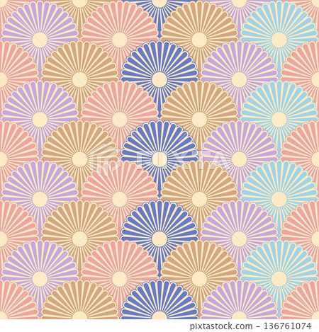 Seamless Japanese Style Geometric Floral Petal Pattern Seamless Japanese Style Geometric Floral Petal Pattern 136761074