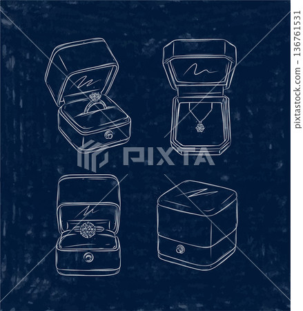 Jewelry storage box with ring diamond in graphic style blue Jewelry storage box with ring diamond in graphic style blue 136761531