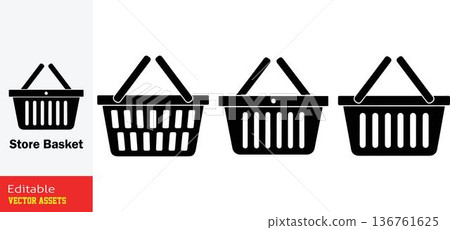 Shopping basket icons set for ecommerce and online store design 136761625