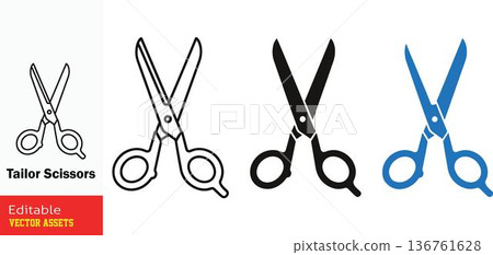 Tailor scissors vector icons in different styles isolated on transparent background Tailor scissors vector icons in different styles isolated on transparent background 136761628