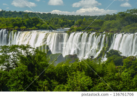 Iguazu falls waterfalls Scenic destination silk effect on water Iguazu falls waterfalls Scenic destination silk effect on water 136761706
