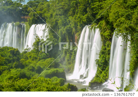 Iguazu falls waterfalls Scenic destination silk effect on water 136761707