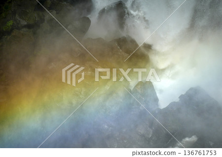 Rainbow in Iguazu falls waterfalls Scenic destination Rainbow in Iguazu falls waterfalls Scenic destination 136761753