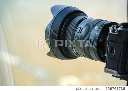 A photographer taking a photo Aerial view Iguazu falls waterfalls Scenic destination panorama from helicopter tour A photographer taking a photo Aerial view Iguazu falls waterfalls Scenic destination panorama from helicopter tour 136761786