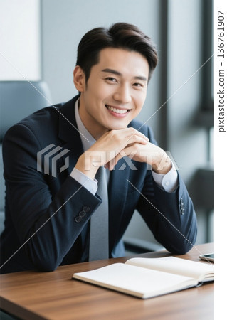 Smiling young businessman in the office 136761907