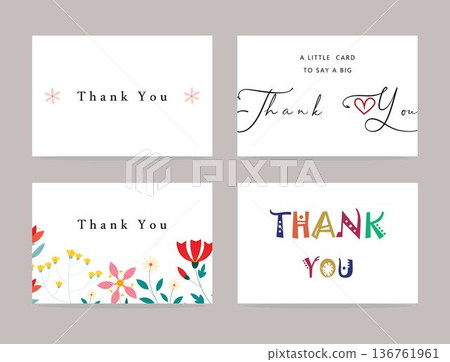 collection of thank you cards with different designs and typography on white background isolated on transparent background collection of thank you cards with different designs and typography on white background isolated on transparent background 136761961