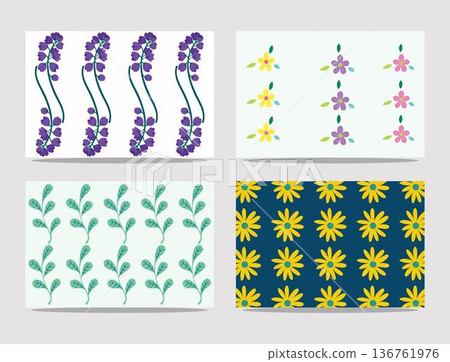 floral patterns and designs collection with various flowers and leaves on different backgrounds in a simple and elegant style floral patterns and designs collection with various flowers and leaves on different backgrounds in a simple and elegant style 136761976