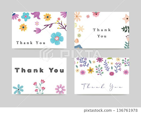 collection of thank you cards with floral designs and different fonts on white background in a collage collection of thank you cards with floral designs and different fonts on white background in a collage 136761978