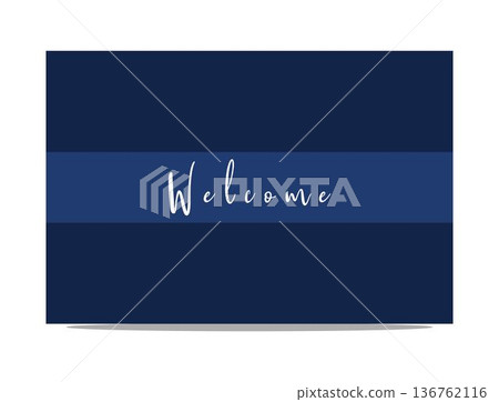 blue welcome banner with white text and shadow effect on isolated background 136762116
