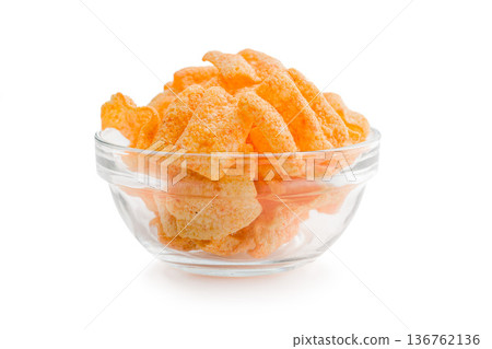 Crispy salted chips isolated on white background. Crispy salted chips isolated on white background. 136762136