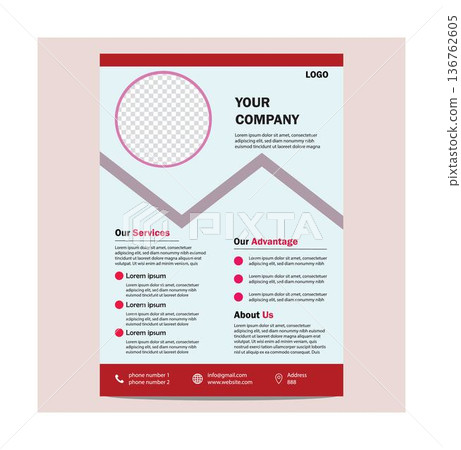 Company brochure template design for business marketing and advertising purposes with placeholder text and images 136762605