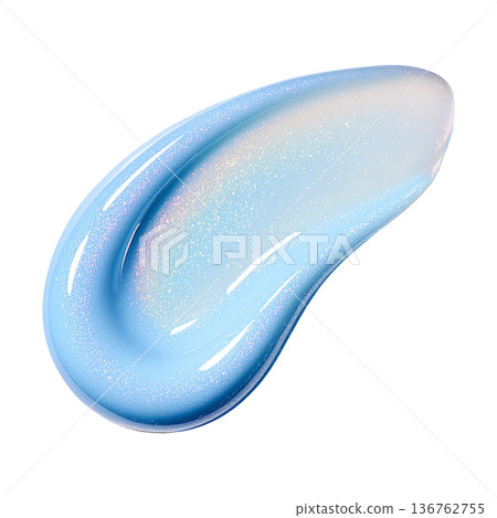 Blue shimmering cosmetic smear of lip gloss treatment isolated on white background showing beauty product concept idea 136762755