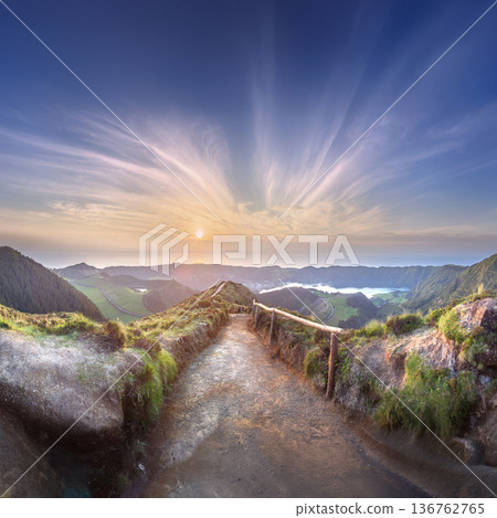 Sao Miguel Island and lake Ponta Delgada, Azores 136762765