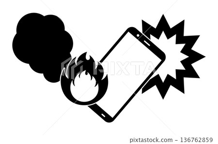 一部故障智慧型手機著火的輪廓 一部故障智慧型手機著火的輪廓 136762859