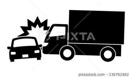 卡車和轎車相撞的輪廓 136762862