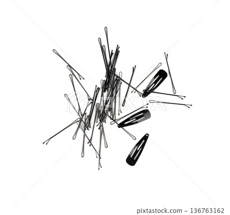 Black hairpin isolated. Hair pins or hairclips 136763162