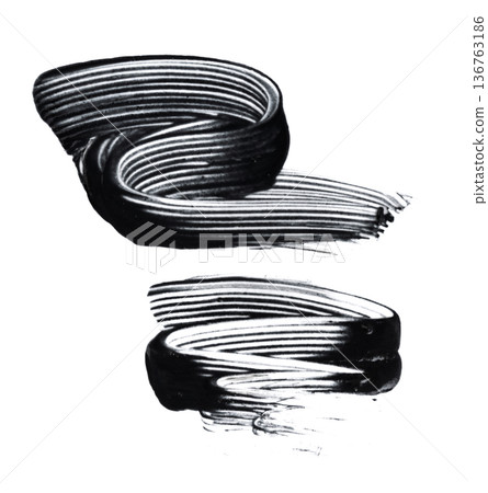 Mascara brush stroke isolated. Black eyelash makeup smudge Mascara brush stroke isolated. Black eyelash makeup smudge 136763186