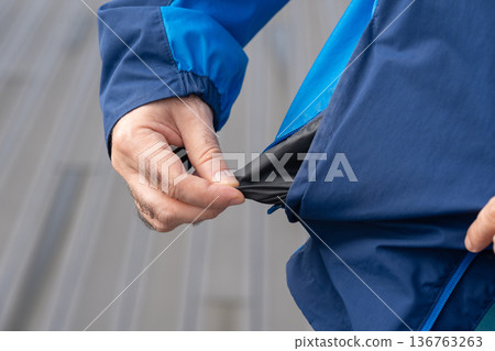 Empty pockets close-up. Person is showing financial loss, no money, poor person 136763263