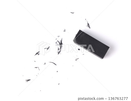 Eraser on paper. Erasing what was written, deleting an error, correcting mistake 136763277