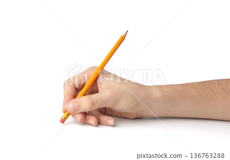 Eraser on paper. Erasing what was written, deleting an error, correcting mistake Eraser on paper. Erasing what was written, deleting an error, correcting mistake 136763288
