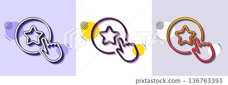 Loyalty star line icon. Halftone dotted pattern. Gradient icon with grain shadow. Bonus points. Discount program symbol. Line loyalty star icon. Various designs. Vector 136763393
