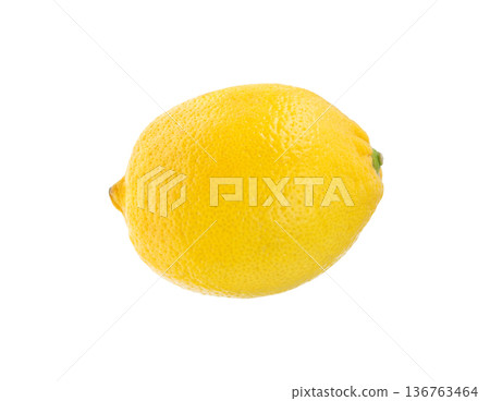 Whole fresh lemon, citrus fruit, isolated, close up. 136763464